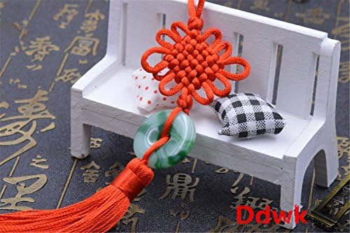 Ddwk Chinese red knot jade feng shui to attract wealth and health (Red)