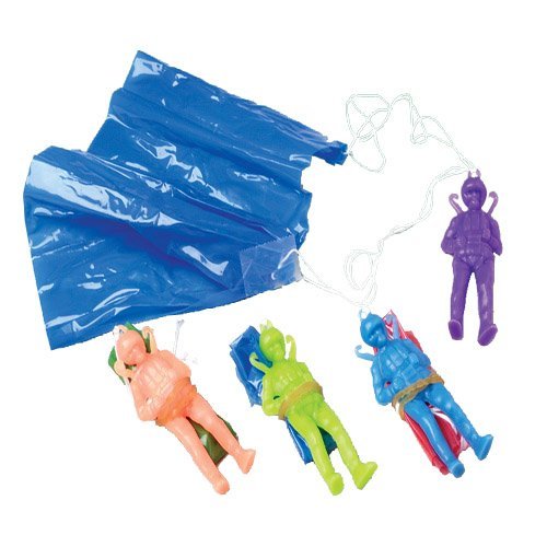 Dozen Assorted Color Toy Paratrooper Parachute Men 2.25" Toys Games