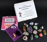 Rock and Mineral Educational Collection - 18 Pieces with 32 page Geology Book (All the stones you receive will be in the book). Box and Pouch Included!