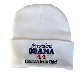 New Obama 44th President Cuff Winter Beanie - White