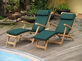 2 x NEW TEAK Garden Furniture Steamer Chair &cushions