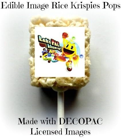 12 count PACMAN PAC MAN VINTAGE ARCADE GAMES Rice Krispies Treat Pops 1 Dozen Edible Image Rice Krispy Party Favors Desserts Gifts Party Supplies on a stick &amp; Individually Wrapped