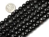 8mm round gemstone black obsidian beads strand 15