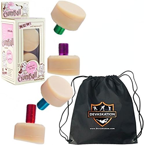 Gumball Colored Stem Toe Stops with Devaskation Drawstring Bag (Short Stem)