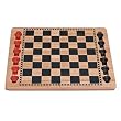 Solid Wood Checkers Set - Red & Black Traditional Style with Grooves for Wooden Pieces