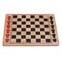 Solid Wood Checkers Set - Red & Black Traditional Style with Grooves for Wooden Pieces