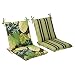 Pillow Perfect Outdoor Green/Brown Tropical/Striped Reversible Chair Cushion, Squared