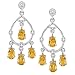 10k White Gold Citrine Rope Design Chandelier Earrings