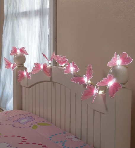 HearthSong Butterfly String Lights with Fiber-Optic Magic, 160 Inch