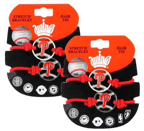 Philadelphia Phillies - MLB Red Stretch Bracelets / Hair Ties (2-Pack)