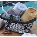 Market Folding Basket Tote Collapsible, Black & White
