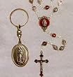 Boxed Metal Rosary - Our Lady of Guadalupe and Divine Mercy Rosary and Key Chain Set - 4mm Metal Beads - 22in. Chain - IMPORTED FROM ITALY