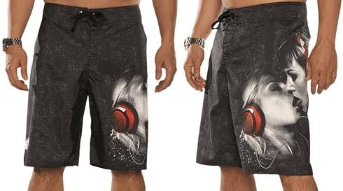 Hustler FRENCH MELODY Mens Premium Polyester Swimwear Boardshorts - Black