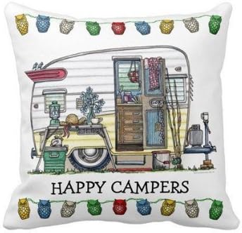 Shasta Camper Trailer Rv Throw Pillow Case Personalized 18x18 Inch Square Cotton Throw Pillow Case Decor Cushion Covers