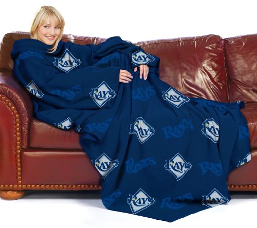MLB Tampa Bay Rays Adult Comfy Throw, Officially Licensed Blanket with Sleeves by Northwest