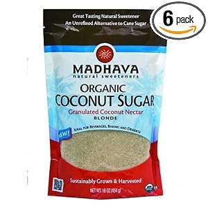 Madhava Organic Blonde Coconut Sugar, 16-Ounce (Pack of 6) $17.65