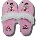 Betty Boop Pink Terry Slippers with faux White fur trim