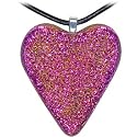 Holy Lynn Glittering Pink Heart Dichroic Glass Necklace