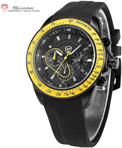 Shark SH281-US2 Men's Black Yellow Chronograph Silicon Rubber Band Analog Quartz Sport Watch