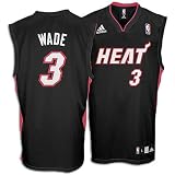 Dwyane Wade Jersey: adidas Black Replica #3 Miami Heat Jersey - Large