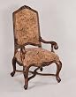 Monroe "Fruitwood" Tall Back Accent Chair with Floral Fabric By Powell Furniture