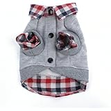 PanDaDa Dog Cat Grid Sweater Puppy Warm T-Shirt Pet Clothes POLO Shirt Dog Coat Grey L