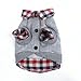 PanDaDa Dog Cat Grid Sweater Puppy Warm T-Shirt Pet Clothes Polo Shirt Dog (L, Gray)