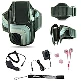 Black Adjustable Deluxe Sportband / Workout Armband with Adaptable Neck Str ....