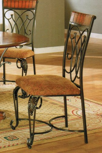 Set of 2 Brown Wrought Iron Metal Dining Chair Chairs w Cushion SeatsB000A6PQWQ