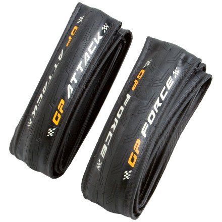 Continental Grand Prix Attack/Force Combo Road Bike Clincher Tires - Black - Folding - 700 x 22/24 - C1037124 On Sale