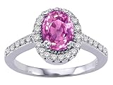 2.00 cts Lab Created Pink Topaz and Genuine Diamond Ring - 14kt White or Yellow Gold