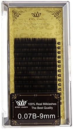RAIN QUEEN Natural Eyelash Extension Mink B Curl Lashes 0.07*9mm 1 Size 1 Tray
