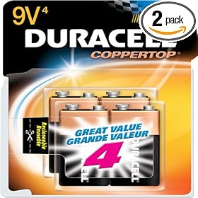 Duracell Batteries, 9-Volt Size, 4-Count Packages (Pack of 2) by 