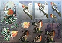 A4 3D step by step Dufex die cut decoupage sheet - Christmas - robins