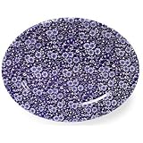 Queen's China Blue Calico Oval Platter, 12 Inch by 