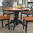 Home Styles Round Pedestal Casual Dining Table in Black and Cottage Oak Finish