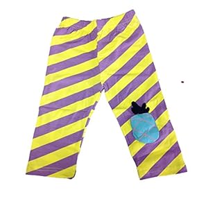 Xianbeilei Girl's Fruit Purple and Yellow Stripes Legging,summer Tight Pants,90cm