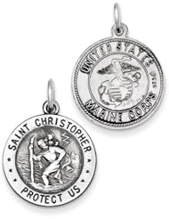 Sterling Silver St.Christopher Us Marine Corp Medal
