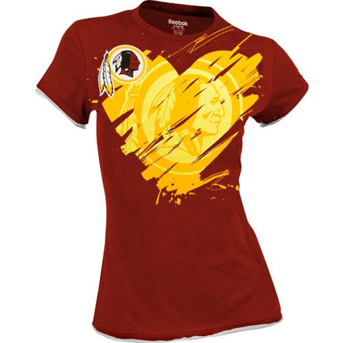 Reebok Washington Redskins Ladies Splash Of Love Cap Sleeve T-Shirt - Burgundy (Medium)