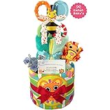 おむつケーキ Sassy（サッシー） 豪華３段５点ウォッシュタオルセット/出産祝い/誕生日プレゼント ダイパーケーキ (パンパースM18 （1歳のお誕生日プレゼント用に）)