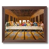 Jesus Christ The Last Supper Religious Picture Cherry Framed Art Print