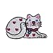 ID 3050 Cute White Spotted Cat Patch Kitten Kitty Embroidered Iron On Applique