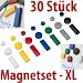 30x Magnete, farbig sortiert, 3 verschieden Gr&ouml;&szlig;en, Haftmagnete f&uuml;r Whiteboard, K&uuml;hlschrank, Magnettafel, Magnetset