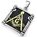 KONOV Mens Freemason Masonic Stainless Steel Pendant Necklace, Black Gold, 24 inch Chain