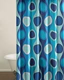 City Scene Shower Curtain, Retro Radar Blue