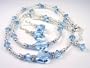 3 Piece Set in Sterling Silver - Aquamarine March Birthstone 3 Piece Set: Sterling Silver Swarovski Crystal Handmade Beaded Necklace, Bracelet and Earrings