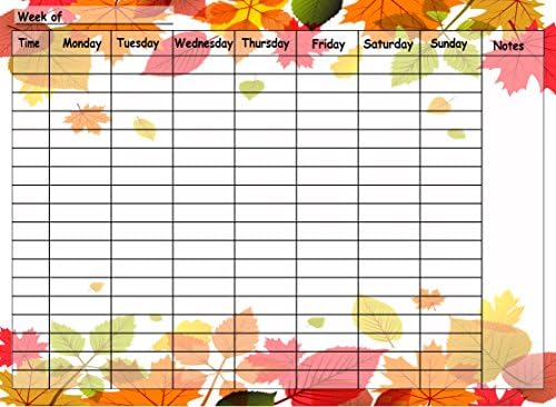 Autumn Leaf Weekly Calender Premium Decal Re Stick Vinyl Sticker Whiteboard Marker