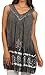 Sakkas Ruth Sequin Embroidered Batik Relaxed Fit Sleeveless V-Neck Top