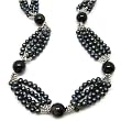 HinsonGayle "Luna" Black Pearl, Agate and Silver Necklace