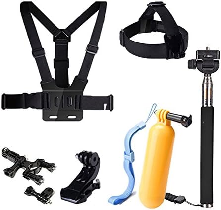 6 in 1 Ultimate Gopro Accessories Pack Head & Chest Strap & Monopod for Hd & Hero 1/2/3/4(6 in 1 Kit)